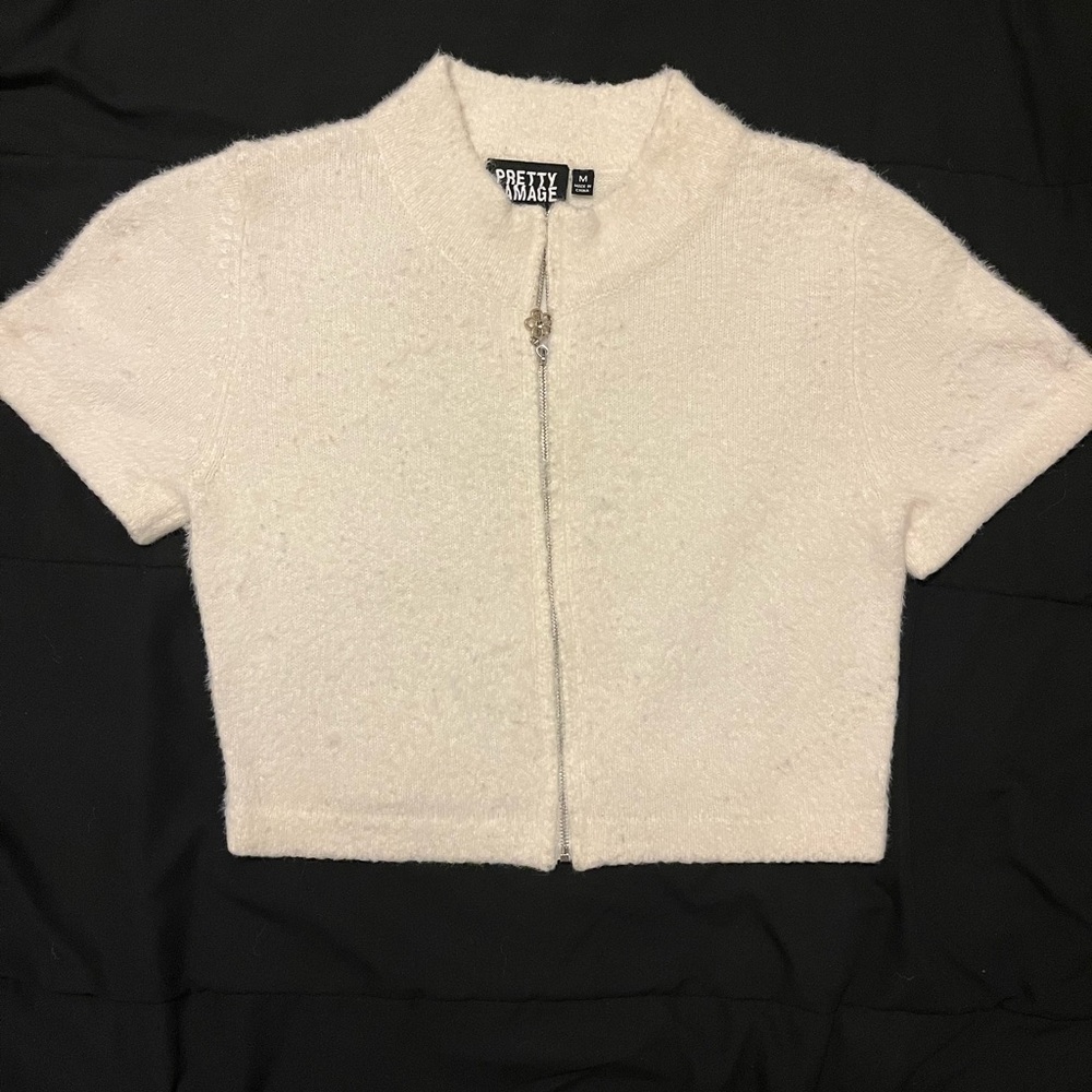 Cream Short Sleeve Cardigan